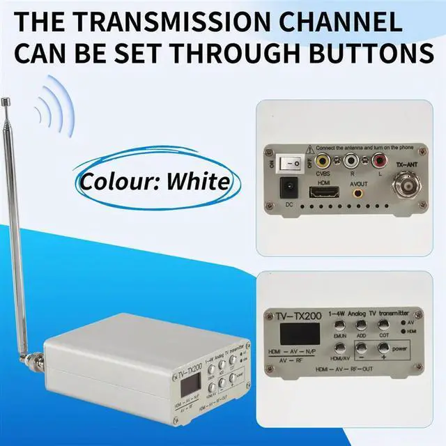 Alt view image 4 of 7 - TV-TX200 VHF/UHF Analog TV Transmitter Support HD/AV Input Analog Signal Transmitter With Telescopic Antenna US PLUG