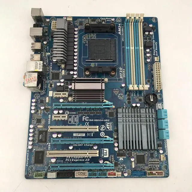 Alt view image 3 of 7 - Desktop Motherboard For 990XA-UD3 FX AM3 Good GA-990XA-UD3