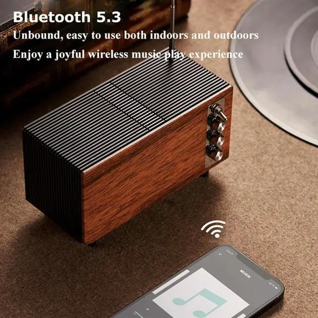 Alt view image 6 of 7 - Portable FM Radio Retro Classic Radios Wireless Bluetooth Speaker Desktop Bluetooth Soundbar Music Player