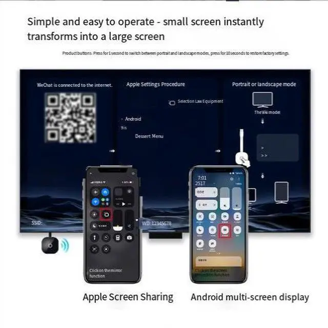 Alt view image 3 of 7 - DIXSG Mobile phone screen projector, wireless TV screen mirroring device, projector display conversion, high wholesale, high definition, HDMI playback