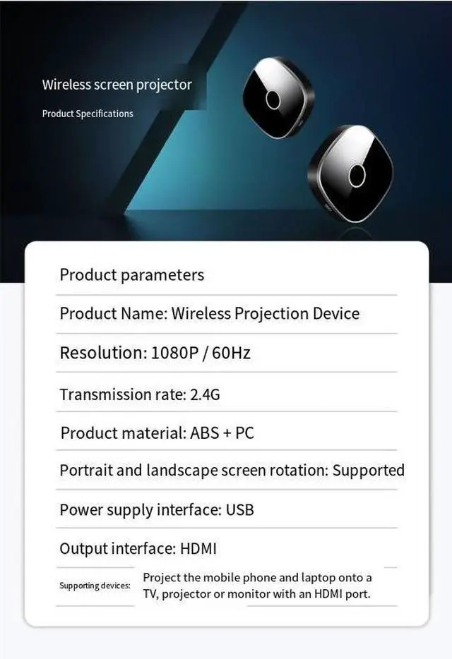 Alt view image 7 of 7 - DIXSG Mobile phone screen projector, wireless TV screen mirroring device, projector display conversion, high wholesale, high definition, HDMI playback