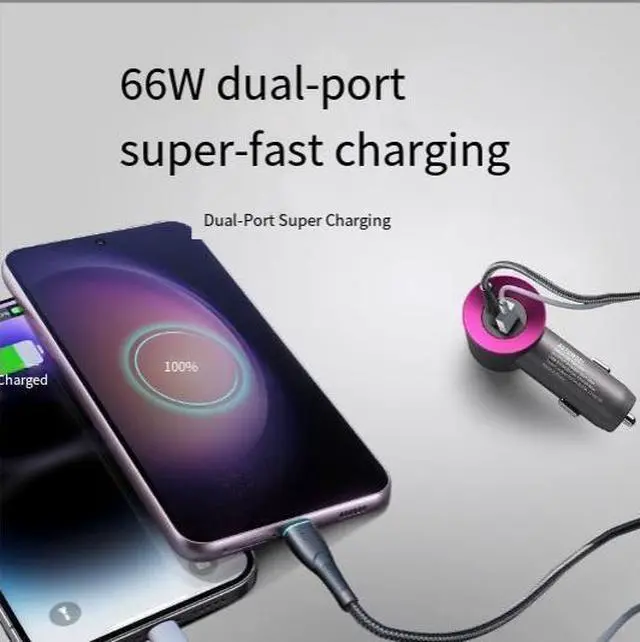 Alt view image 4 of 7 - DIXSG,The 66W super fast charging car charger is compatible with the cigarette lighter adapter of the iPhone 16