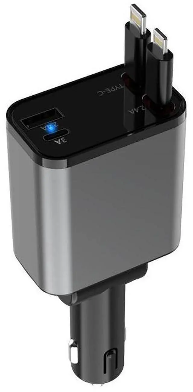 Alt view image 3 of 7 - DIXSG metal bending car charger is suitable for super fast charging, PD fast charging, car charging and retractable cable in one