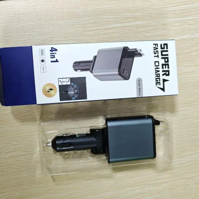 Alt view image 7 of 7 - DIXSG metal bending car charger is suitable for super fast charging, PD fast charging, car charging and retractable cable in one