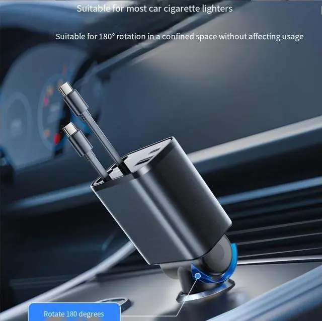 Alt view image 4 of 7 - DIXSG metal bending car charger is suitable for super fast charging, PD fast charging, car charging and retractable cable in one