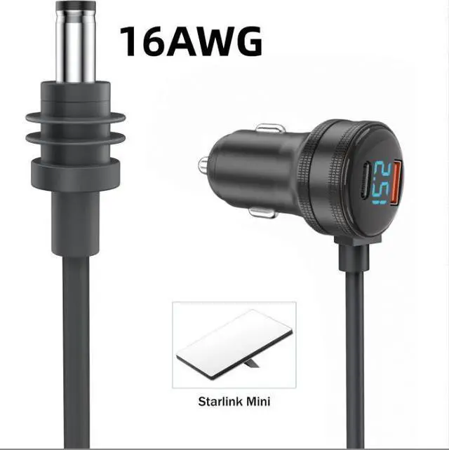 Alt view image 2 of 6 - DIXSG,The new Starlinki 4th generation mini digital display DC waterproof three-in-one car charger Starlink car power supply