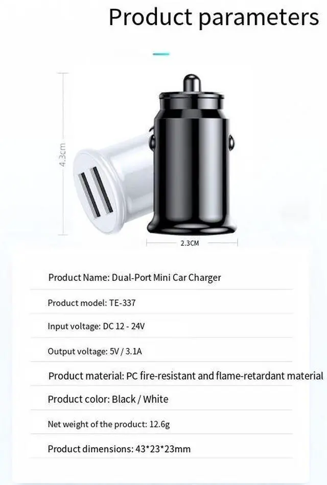 Alt view image 7 of 7 - DIXSG Dual usb Car Charger 3.1a Smart one-to-Two Dual USB mobile Phone Charger, new dual-port mini