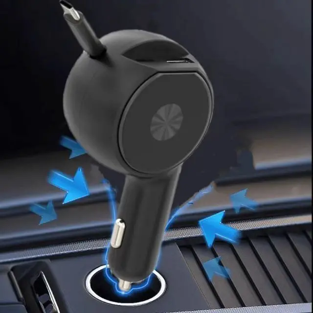 Alt view image 5 of 6 - DIXSG Coconut Ball telescopic cable car charger, Super fast charging 90W, smart dual cigarette lighter car charger, high current