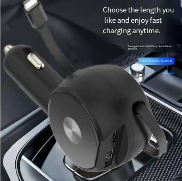 Alt view image 3 of 3 - DIXSG Coconut Ball telescopic cable car charger, Super fast charging 90W, smart dual cigarette lighter car charger, high current