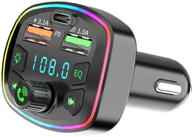 Alt view image 2 of 4 - DIXSG Q7 car charger, Bluetooth mp3 player, multi-functional ambient light, car cigarette lighter, pd fast charging