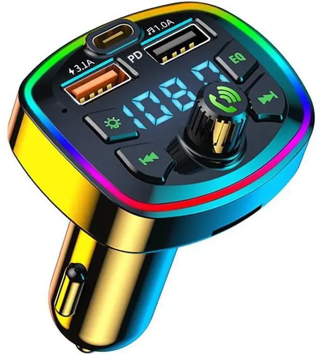 Alt view image 3 of 4 - DIXSG Q7 car charger, Bluetooth mp3 player, multi-functional ambient light, car cigarette lighter, pd fast charging