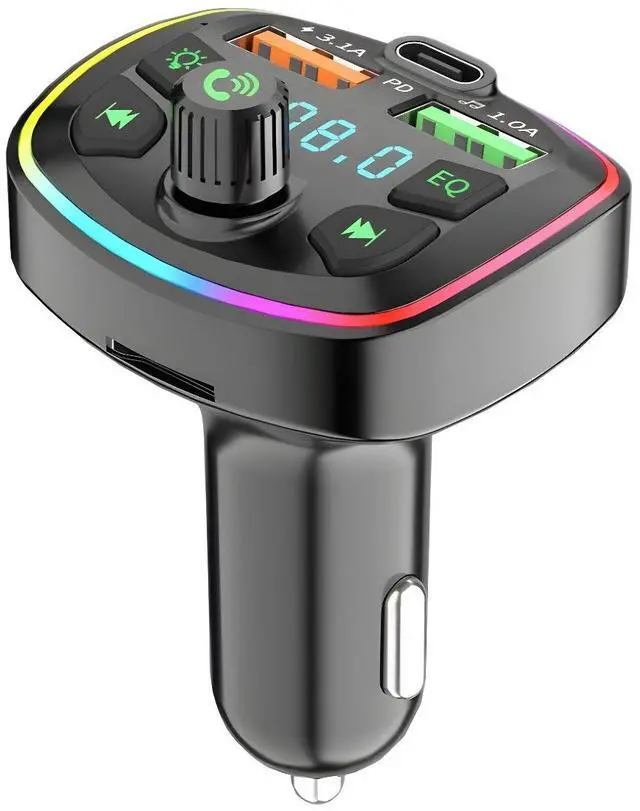 Main image of DIXSG Q7 car charger, Bluetooth mp3 player, multi-functional ambient light, car cigarette lighter, pd fast charging