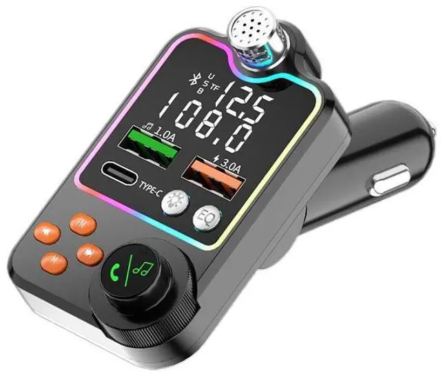 Alt view image 2 of 5 - DIXSG Q15 car mobile phone charger, Bluetooth player, MP3 digital display, EQ ambient light, car cigarette lighter, car charger