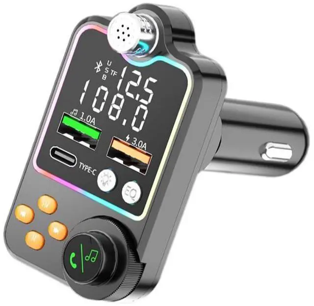 Alt view image 3 of 5 - DIXSG Q15 car mobile phone charger, Bluetooth player, MP3 digital display, EQ ambient light, car cigarette lighter, car charger