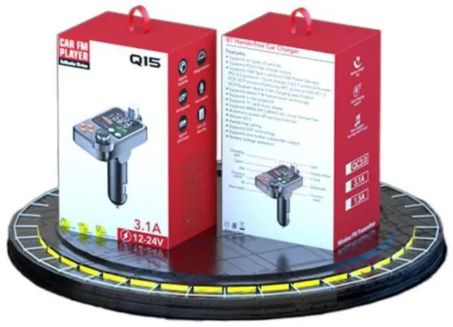 Alt view image 5 of 5 - DIXSG Q15 car mobile phone charger, Bluetooth player, MP3 digital display, EQ ambient light, car cigarette lighter, car charger