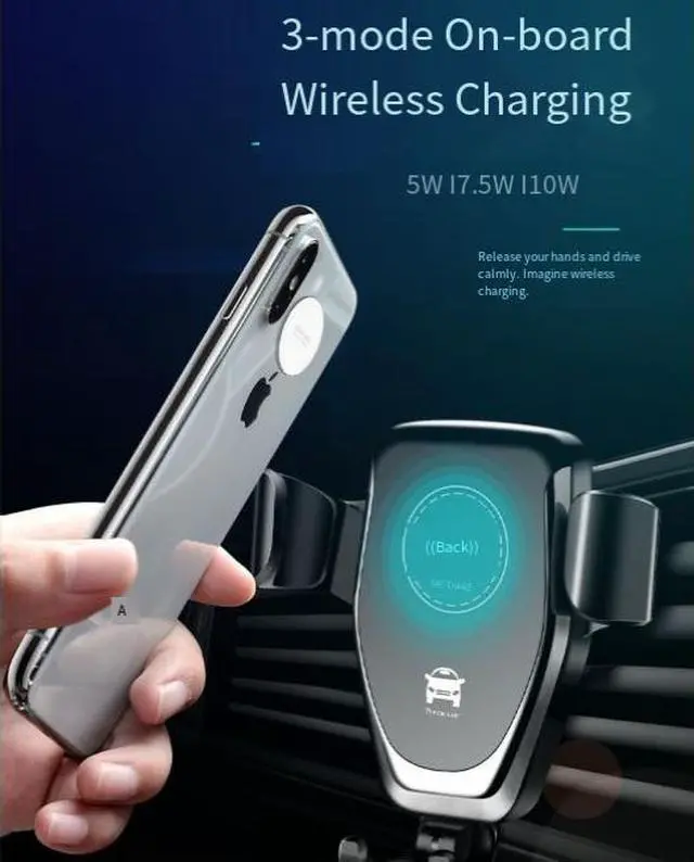 Alt view image 4 of 5 - DIXSG Q12 Gravity Sensing Stand Car Wireless Charger 10W Fast Wireless charger
