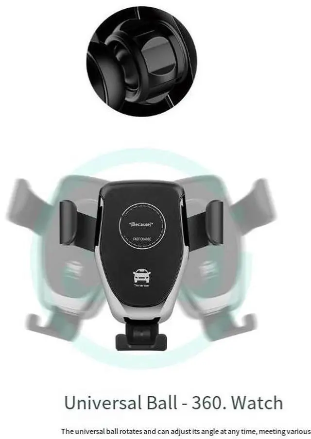Alt view image 3 of 5 - DIXSG Q12 Gravity Sensing Stand Car Wireless Charger 10W Fast Wireless charger