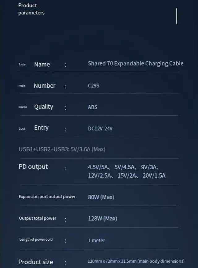 Alt view image 7 of 7 - DIXSG three-in-one car cigarette lighter features a multi-functional 3-USB and PD fast charging interface and a 128W car charger