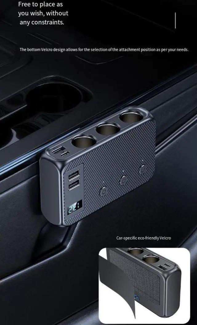 Alt view image 5 of 7 - DIXSG three-in-one car cigarette lighter features a multi-functional 3-USB and PD fast charging interface and a 128W car charger