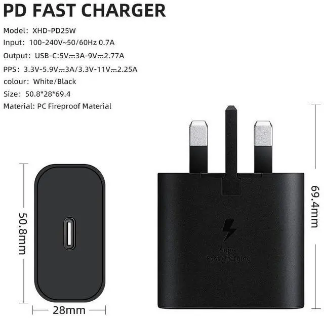 Alt view image 5 of 5 - DIXSG PD25W US-spec fast charger is compatible with the S20/21 Note 10 charger and is UKCA certified by Samsung