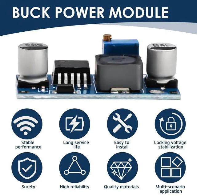 Alt view image 5 of 6 - Adjustable Buck Converter DC to DC Voltage Regulator, 5 Pack High Efficiency Power Supply Module Step Down Power Module 3.0V-40V Input to 1.5V-35V Output, 3A Max Current for DIY Electronic Projects