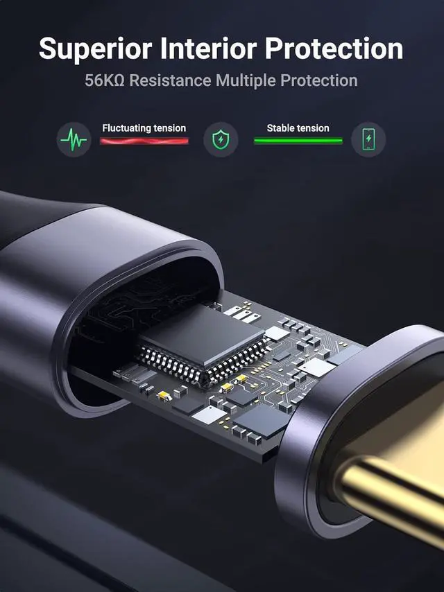 Alt view image 4 of 7 - UGREEN USB to USB C Cable USB C 3.0 Cable 5Gbps Data Transfer Type C Cable Fast Charging Nylon Braided Cord for Android Auto/iPhone 16/Galaxy S21 S20 A53 A71/iPad Mini 6/Switch/PS5 Controller, 3.3FT