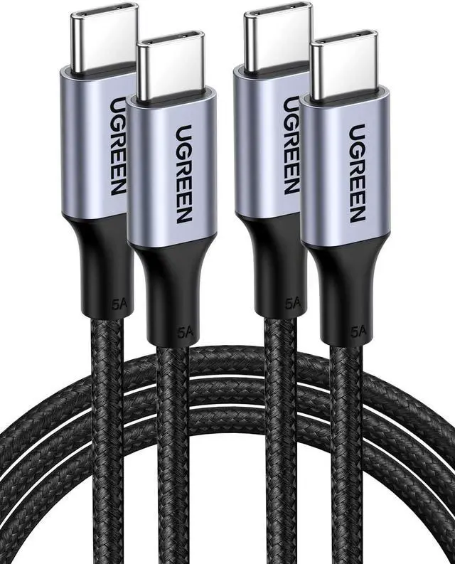 Main image of UGREEN USB C to USB C Cable, 100W 2-Pack USB C Charger Cable for iPhone 16/16 Plus/16 Pro/16 Pro Max/15, MacBook Pro, iPad Pro, Dell XPS, Samsung Galaxy S24/S23/S22 Ultra, Switch, Pixel, 1.6FT Black