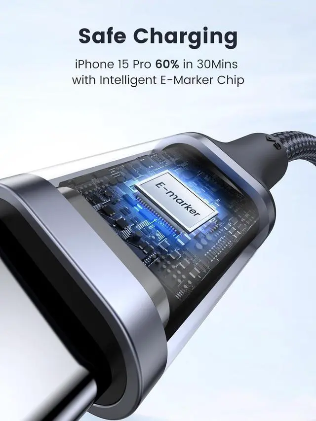 Alt view image 4 of 7 - UGREEN USB C to USB C Cable, 100W 2-Pack USB C Charger Cable for iPhone 16/16 Plus/16 Pro/16 Pro Max/15, MacBook Pro, iPad Pro, Dell XPS, Samsung Galaxy S24/S23/S22 Ultra, Switch, Pixel, 6.6FT Black