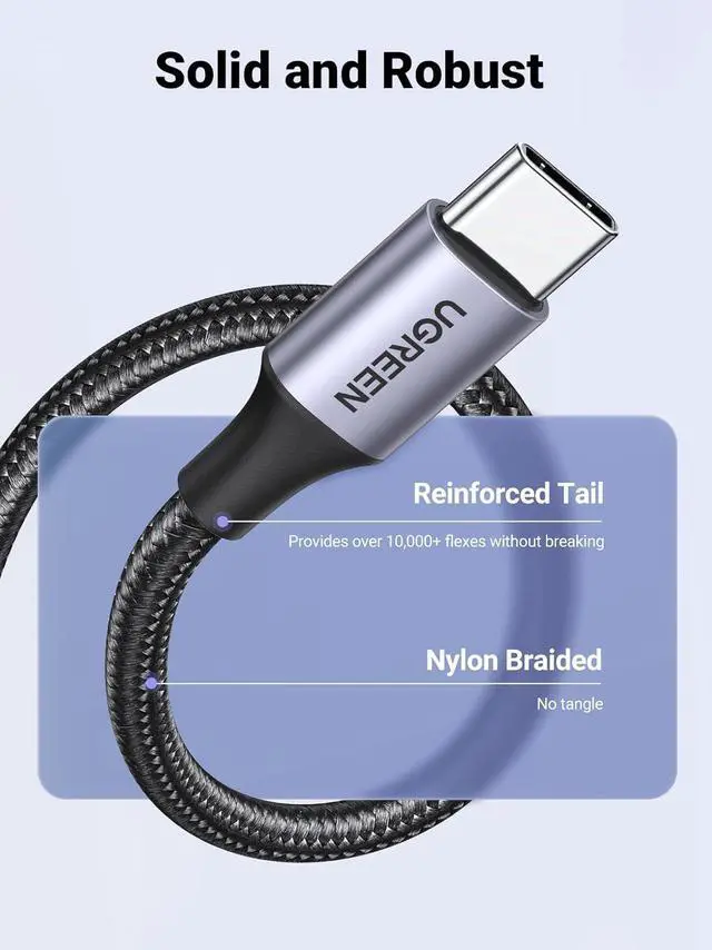 Alt view image 6 of 7 - UGREEN USB to USB C Cable, Car Carplay Cable USB A to Type C Cable Fast Charging Braided USB C Cord Compatible with iPhone 16/16 Plus/16 Pro/15, Samsung Galaxy S24/S23, Pixel 8/7, 1.6FT