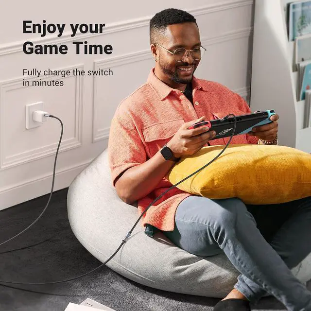 Alt view image 4 of 7 - UGREEN USB C Extension Cable, (1.5Ft/0.5M/10Gbps/100W), USB C 3.2 Extender Nylon Type C Male to Female Cord Charging & Transfer Compatible with PSVR2/Macbook/iPad/USB C Hub/Magsafe Charger/iPhone 15