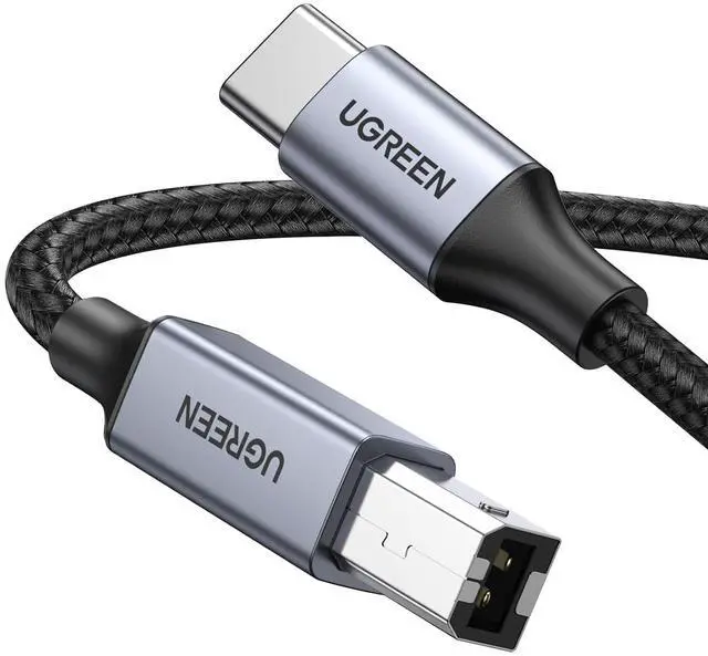 Main image of UGREEN USB B to USB C 3 FT Printer Cable, Nylon USB B to C Cord for MacBook Pro/Air, MIDI Cable Compatible with Yamaha Piano Keyboard, DAC, DJ Controller for iPad