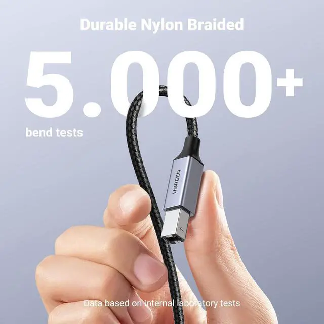 Alt view image 7 of 7 - UGREEN USB B to USB C 6 FT Printer Cable, Nylon USB B to C Cord for MacBook Pro/Air, MIDI Cable Compatible with Yamaha Piano Keyboard, DAC, DJ Controller for iPad