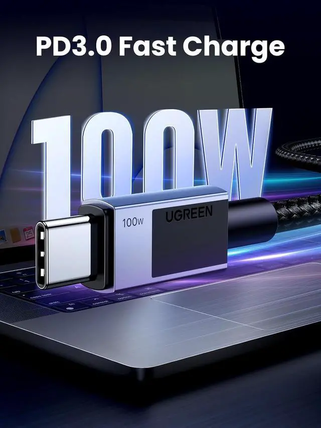Alt view image 2 of 7 - UGREEN 100W USB C Cable Fast Charging, Type C Cord USB C Charger Cable for iPhone 16/16 Pro/16 Pro Max/15, MacBook Pro/Air, Galaxy S24/S23, iPad Pro/Air, Pixel 8, 3.3FT