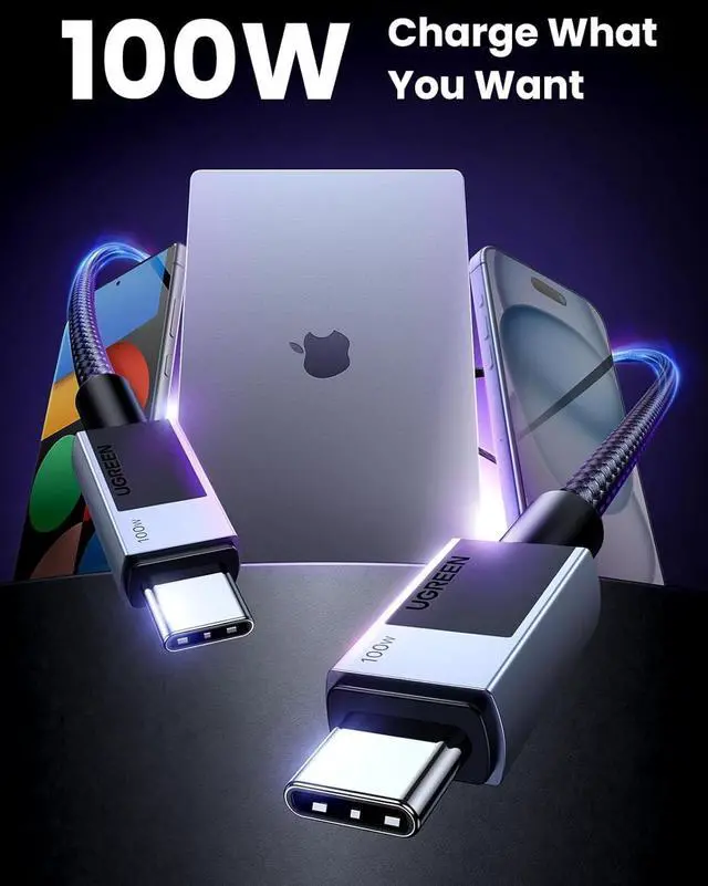 Alt view image 4 of 7 - UGREEN USB C to USB C Cable, 100W USB C Cable Fast Charging, Type C Cord USB C Charger Cable for iPhone 16/16 Pro/16 Pro Max/15, MacBook Pro/Air, Galaxy S24/S23, iPad Pro/Air, Pixel 8, 10FT