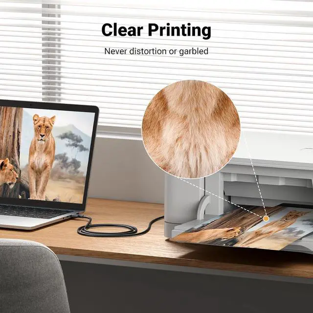 Alt view image 4 of 7 - UGREEN USB Printer Cable - USB A to B Cable, High-Speed Printer Cord Compatible with Hp, Canon, Brother, Samsung, Dell, Epson, Lexmark, Xerox, Piano, Dac, and More 16 FT