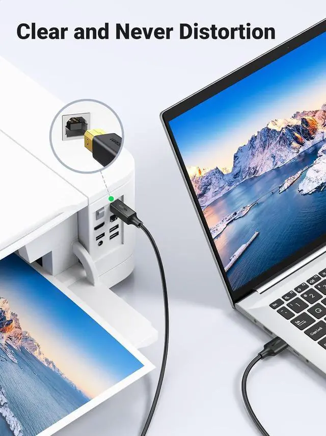 Alt view image 7 of 7 - UGREEN USB B Cable, 6.6 FT USB A to B Nylon Braided Printer Cable Bundle with USB Printer Cable - USB A to B Cable, 2.0 USB B Cable High-Speed Printer Cord Compatible with Hp, Canon, Br