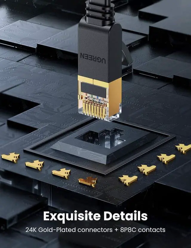 Alt view image 5 of 7 - UGREEN Cat 7 Ethernet Cable, 10FT Ethernet Cable with 10Gbps High Speed, 100% Pure Copper Wire and Gold-Plated Connectors, Flat Design, Compatible with Gaming PS5/4/3 Xbox PC Laptop Modem Router