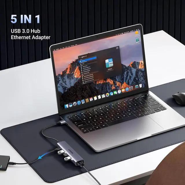 Alt view image 4 of 7 - UGREEN Cat 8 Ethernet Cable 6FT High Speed Braided 40Gbps 2000Mhz Network Cord Bundle with USB to Ethernet Adapter 5 in 1 Multiport Hub