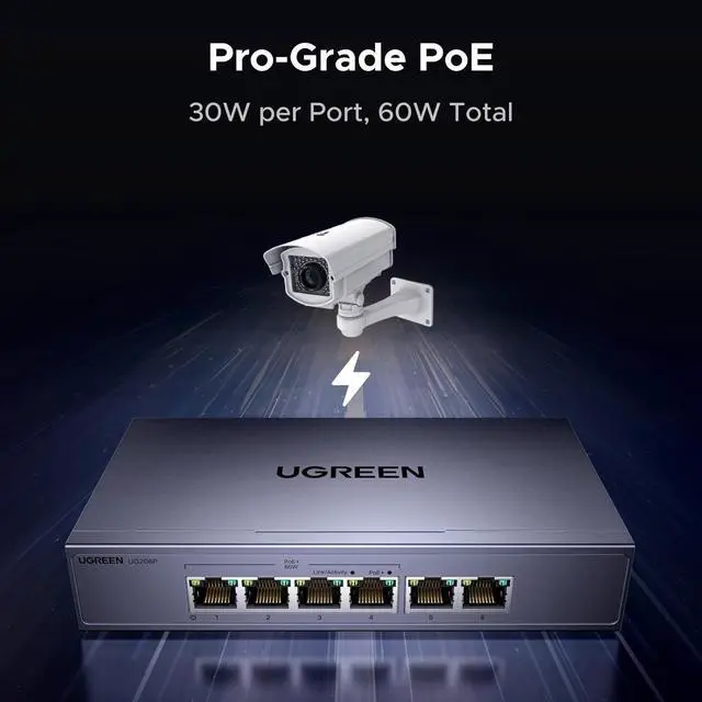 Alt view image 2 of 7 - UGREEN Cat 8 Ethernet Cable 6FT Bundle with 6 Port PoE Switch