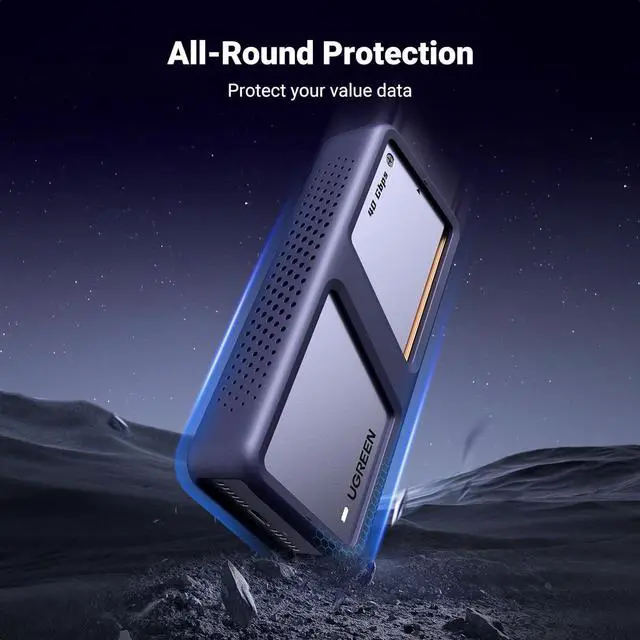 Alt view image 7 of 7 - UGREEN 40Gbps M.2 NVMe Enclosure with Cooling Fan, Anti-Drop SSD Enclosure for MacBook, Aluminum M.2 Enclosure Support M/B+M Key Size 2280/2260/2242/2230 Compatible with Thunderbolt 3/4/USB4/3.2/3.1