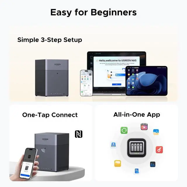 Alt view image 4 of 7 - UGREEN NAS DH4300 Plus 4-Bay Desktop NAS, Support Capacity up to 120TB, Remote Access, AI Photo Album, Beginner Friendly System, 8GB LPDDR4X RAM, 2.5GbE, 4K HDMI, Network Attached Storage (Diskless)