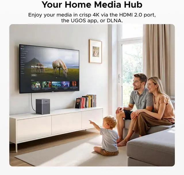 Alt view image 7 of 7 - UGREEN NAS DH4300 Plus 4-Bay Desktop NAS, Support Capacity up to 120TB, Remote Access, AI Photo Album, Beginner Friendly System, 8GB LPDDR4X RAM, 2.5GbE, 4K HDMI, Network Attached Storage (Diskless)
