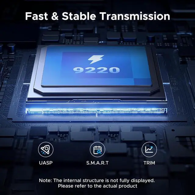 Alt view image 6 of 7 - UGREEN 20Gbps M.2 NVMe SATA SSD Enclosure, 8TB USB C External NVMe M.2 Enclosure Compatible with USB 3.2 Gen2*2 Support UASP Trim for M/B+M Key SSD in Size of 2230/2242/2260/2280