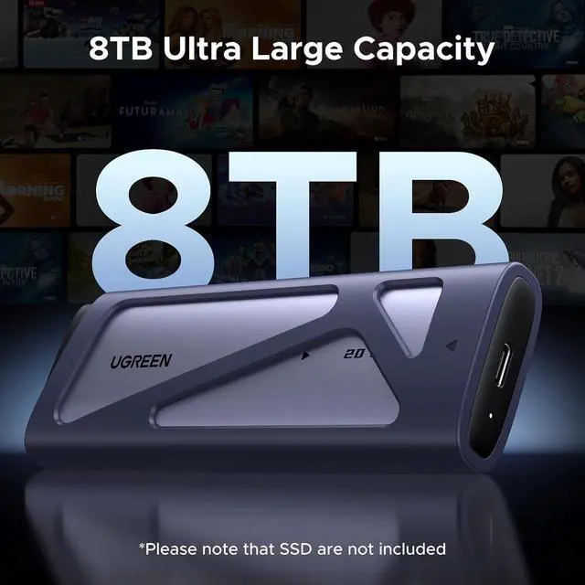 Alt view image 4 of 7 - UGREEN 20Gbps M.2 NVMe SATA SSD Enclosure, 8TB USB C External NVMe M.2 Enclosure Compatible with USB 3.2 Gen2*2 Support UASP Trim for M/B+M Key SSD in Size of 2230/2242/2260/2280