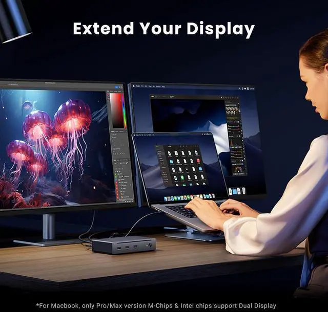 Alt view image 3 of 7 - UGREEN Revodok Max 208 Thunderbolt 4 Dock 8-in-1 Bundle with UGREEN USB C to HDMI Cable (4K@60Hz) 6.6FT