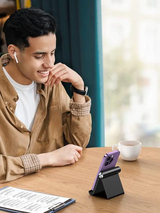 Alt view image 5 of 7 - UGREEN Cell Phone Stand for Desk Phone Holder Foldable Portable Adjustable Compatible with iPhone 16 15 14 13 Pro Max, iPhone 12 11 Plus SE XS XR 8 7, Office Desk Travel Accessories,