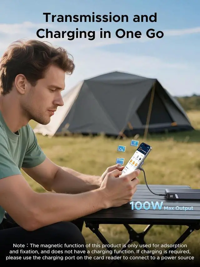 Alt view image 4 of 7 - UGRREN Magnetic USB C SD 4.0 Card Reader, Portable Micro SD Card Reader Memory Card Reader Adapter for iPhone 16/15 MacBook Compatible 312MB/s SD/TF/Micro SD