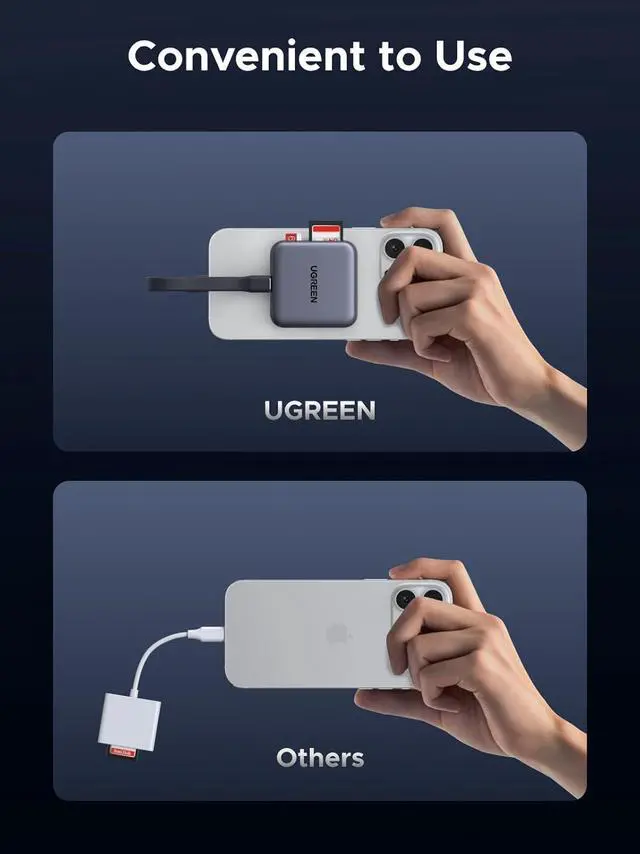 Alt view image 7 of 7 - UGRREN Magnetic USB C SD 4.0 Card Reader, Portable Micro SD Card Reader Memory Card Reader Adapter for iPhone 16/15 MacBook Compatible 312MB/s SD/TF/Micro SD