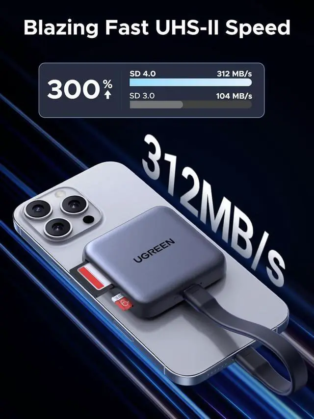 Alt view image 2 of 7 - UGRREN Magnetic USB C SD 4.0 Card Reader, Portable Micro SD Card Reader Memory Card Reader Adapter for iPhone 16/15 MacBook Compatible 312MB/s SD/TF/Micro SD