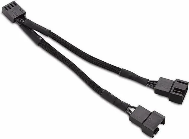 Alt view image 2 of 4 - 6-Inch Black Sleeved PWM Fan Splitter Cable (1 to 2) 4-Pin Motherboard Power Hub Adapter for PC Case Fans, CPU Coolers, RGB Fans Durable Mesh Jacket
